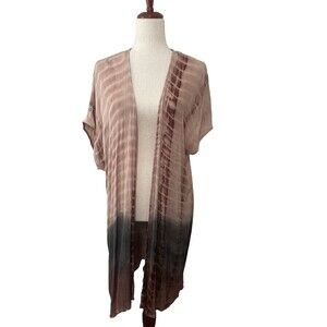 Soft Surroundings Womems XL Boho Kimono Cardigan Crepe Tie Dye Open Short Sleeve